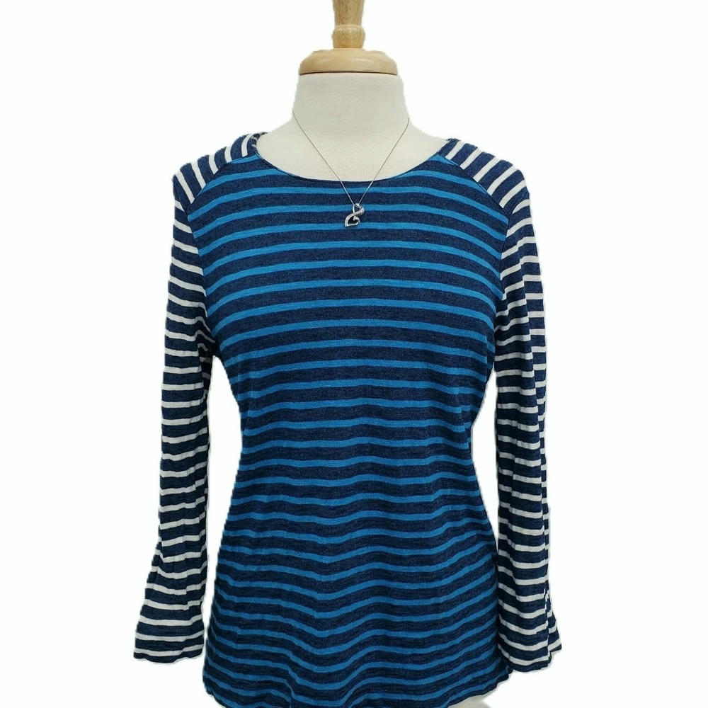 Madewell Womens L Blue Stripe Cotton Long Sleeve Cotton Top‎ Casual Shirt